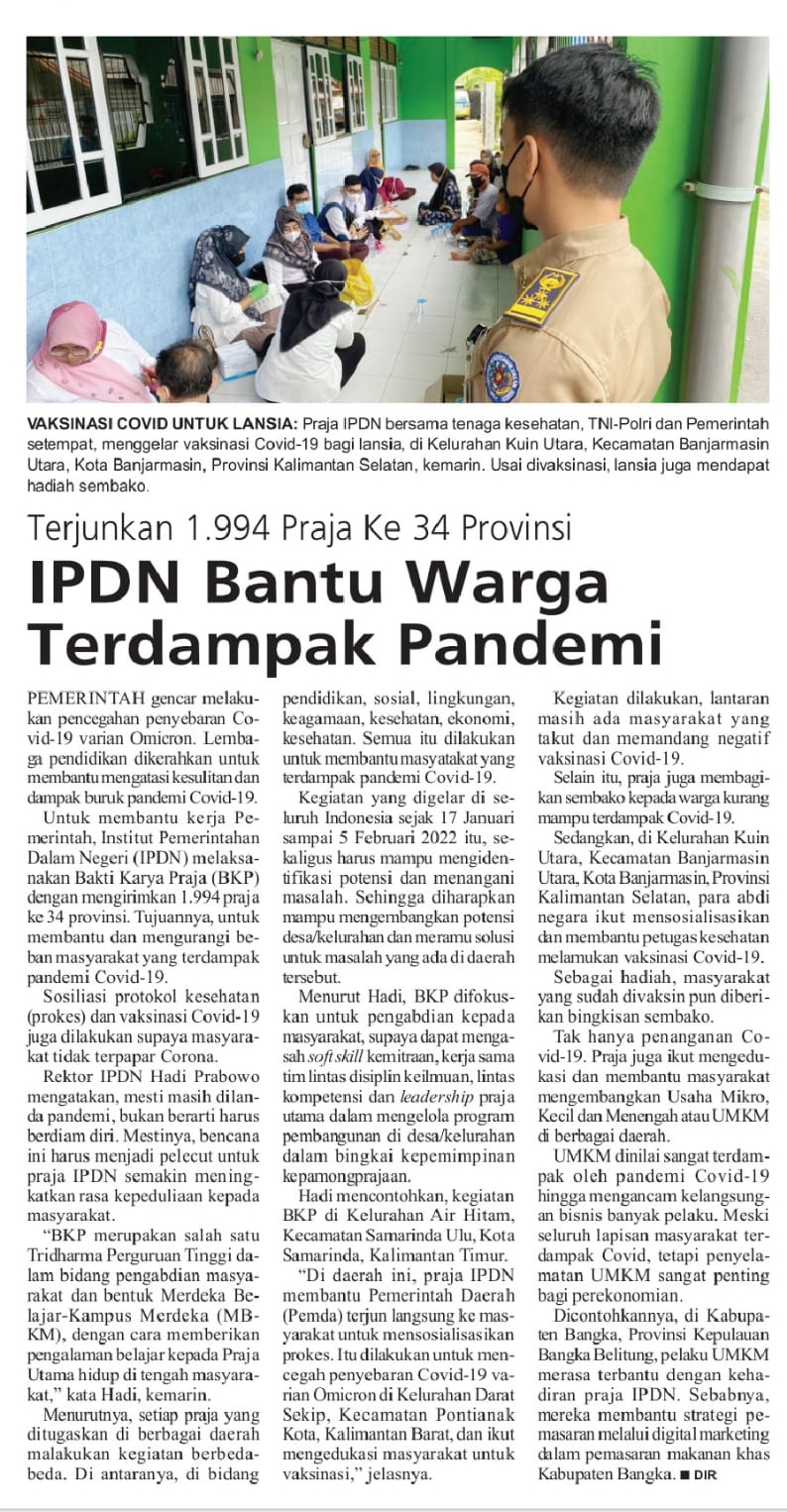 IPDN, ipdn, IPDN Terjunkan 1.994 Praja Ke 34 Provinsi untuk Bantu Warga